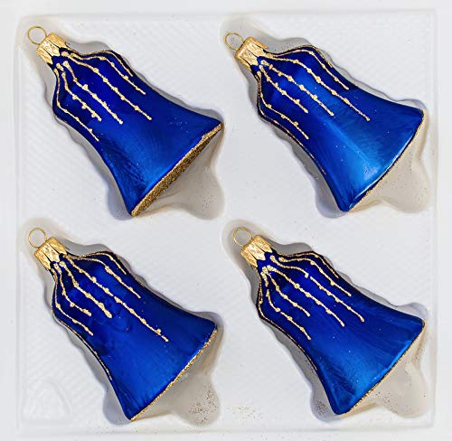 4 TLG. Glas-Glocken Set in 'Ice Royal Blau Gold' Regen - Christbaumkugeln - Weihnachtsschmuck-Christbaumschmuck 4 TLG. Glas-Glocken Set in 'Ice Royal Blau Gold' Regen - Christbaumkugeln - Weihnachtsschmuck-Christbaumschmuck von Christbaumkugeln-24.de