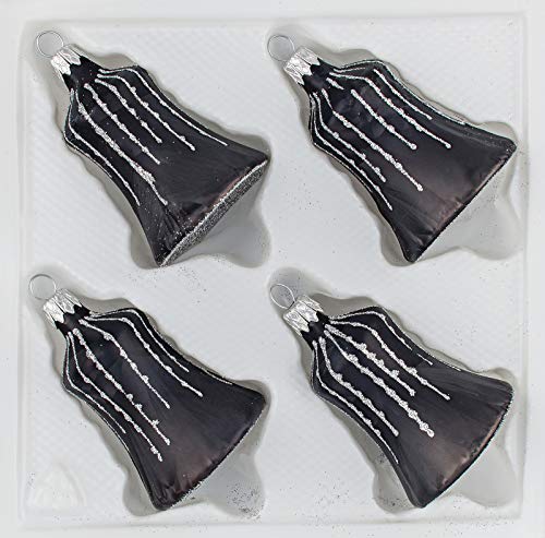 4 TLG. Glas-Glocken Set in 'Ice Schwarz Silber' Regen - Christbaumkugeln - Weihnachtsschmuck-Christbaumschmuck 4 TLG. Glas-Glocken Set in 'Ice Schwarz Silber' Regen - Christbaumkugeln - Weihnachtsschmuck-Christbaumschmuck von Christbaumkugeln-24.de