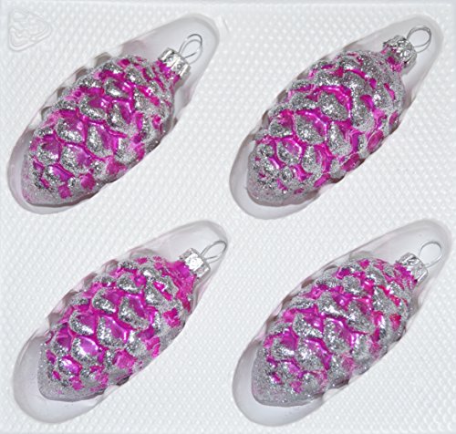 4 TLG. Glas-Tannenzapfen Set in Hochglanz-Pink-Silberne-Ornamente - Neuheit - Christbaumkugeln - Weihnachtsschmuck-Christbaumschmuck 4 TLG. Glas-Tannenzapfen Set in Hochglanz-Pink-Silberne-Ornamente - Neuheit - Christbaumkugeln - Weihnachtsschmuck-Christbaumschmuck von Christbaumkugeln-24.de
