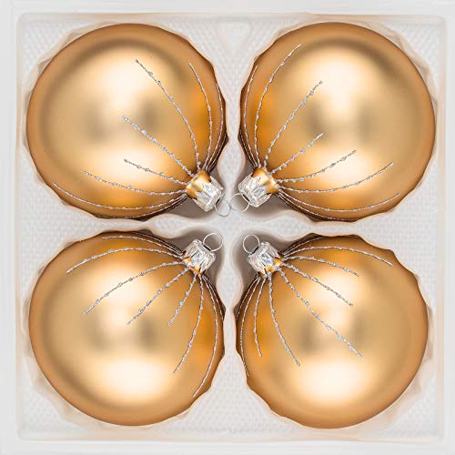 4 TLG. Glas-Weihnachtskugeln Set 10cm Ø in 'Classic Gold Silber Regen' - Christbaumkugeln - Weihnachtsschmuck-Christbaumschmuck 10cm Durchmesser 4 TLG. Glas-Weihnachtskugeln Set 10cm Ø in 'Classic Gold Silber Regen' - Christbaumkugeln - Weihnachtsschmuck-Christbaumschmuck 10cm Durchmesser von Christbaumkugeln-24.de