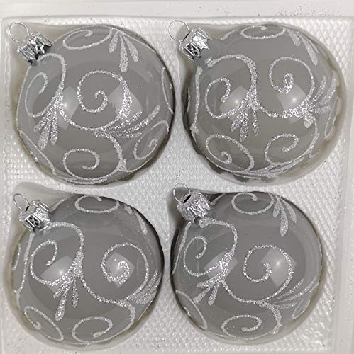 4 TLG. Glas-Weihnachtskugeln Set 10cm Ø in Hochglanz Modern Grau Weisse Ornamente Edle Neuheit - Christbaumkugeln - Weihnachtsschmuck-Christbaumschmuck 10cm Durchmesser 4 TLG. Glas-Weihnachtskugeln Set 10cm Ø in Hochglanz Modern Grau Weisse Ornamente Edle Neuheit - Christbaumkugeln - Weihnachtsschmuck-Christbaumschmuck 10cm Durchmesser von Christbaumkugeln-24.de