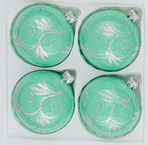 4 TLG. Glas-Weihnachtskugeln Set 10cm Ø in Hochglanz Modern Mint Silberne Ornamente Edle Neuheit - Christbaumkugeln - Weihnachtsschmuck-Christbaumschmuck 10cm Durchmesser 4 TLG. Glas-Weihnachtskugeln Set 10cm Ø in Hochglanz Modern Mint Silberne Ornamente Edle Neuheit - Christbaumkugeln - Weihnachtsschmuck-Christbaumschmuck 10cm Durchmesser von Christbaumkugeln-24.de