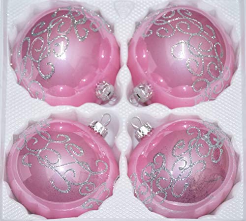 4 TLG. Glas-Weihnachtskugeln Set 10cm Ø in 'Hochglanz-Rosa-Silberne-Ornamente - Neuheit - ' Christbaumkugeln - Weihnachtsschmuck-Christbaumschmuck 10cm Durchmesser 4 TLG. Glas-Weihnachtskugeln Set 10cm Ø in 'Hochglanz-Rosa-Silberne-Ornamente - Neuheit - ' Christbaumkugeln - Weihnachtsschmuck-Christbaumschmuck 10cm Durchmesser von Christbaumkugeln-24.de