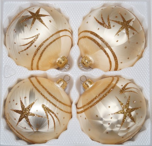 4 TLG. Glas-Weihnachtskugeln Set 10cm Ø in Ice Champagner Gold Komet- Christbaumkugeln - Weihnachtsschmuck-Christbaumschmuck 10cm Durchmesser 4 TLG. Glas-Weihnachtskugeln Set 10cm Ø in Ice Champagner Gold Komet- Christbaumkugeln - Weihnachtsschmuck-Christbaumschmuck 10cm Durchmesser von Christbaumkugeln-24.de