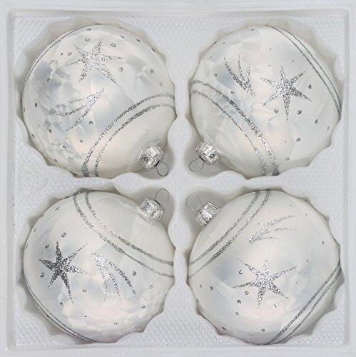 4 TLG. Glas-Weihnachtskugeln Set 10cm Ø in 'Ice Weiss Silber' Komet- Christbaumkugeln - Weihnachtsschmuck-Christbaumschmuck 10cm Durchmesser 4 TLG. Glas-Weihnachtskugeln Set 10cm Ø in 'Ice Weiss Silber' Komet- Christbaumkugeln - Weihnachtsschmuck-Christbaumschmuck 10cm Durchmesser von Christbaumkugeln-24.de