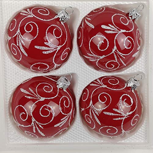 4 TLG. Glas-Weihnachtskugeln Set 8cm Ø in Hochglanz Modern Rot Weisse Ornamente Edle Neuheit - Christbaumkugeln - Weihnachtsschmuck-Christbaumschmuck 8cm Durchmesser 4 TLG. Glas-Weihnachtskugeln Set 8cm Ø in Hochglanz Modern Rot Weisse Ornamente Edle Neuheit - Christbaumkugeln - Weihnachtsschmuck-Christbaumschmuck 8cm Durchmesser von Christbaumkugeln-24.de