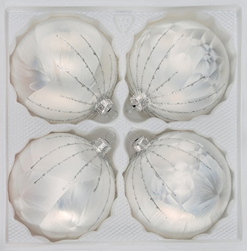 4 TLG. Glas-Weihnachtskugeln Set 8cm Ø in Ice Weiss Silber Regen- Christbaumkugeln - Weihnachtsschmuck-Christbaumschmuck 8cm Durchmesser von Christbaumkugeln-24.de