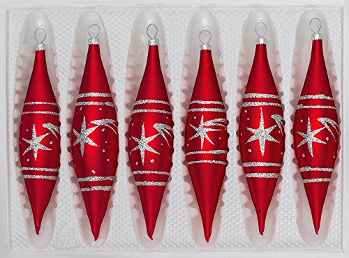 6 TLG. Glas-Zapfen Set in Classic Rot Silber Komet - Christbaumkugeln - Weihnachtsschmuck-Christbaumschmuck 6 TLG. Glas-Zapfen Set in Classic Rot Silber Komet - Christbaumkugeln - Weihnachtsschmuck-Christbaumschmuck von Christbaumkugeln-24.de