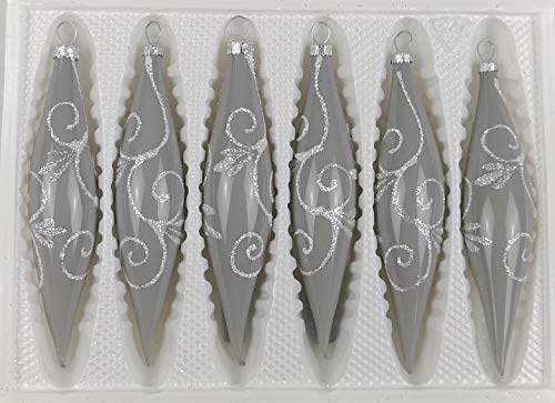 6 TLG. Glas-Zapfen Set in Hochglanz Modern Grau Weisse Ornamente Edle Neuheit - Christbaumkugeln - Weihnachtsschmuck-Christbaumschmuck 6 TLG. Glas-Zapfen Set in Hochglanz Modern Grau Weisse Ornamente Edle Neuheit - Christbaumkugeln - Weihnachtsschmuck-Christbaumschmuck von Christbaumkugeln-24.de