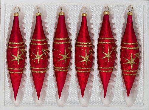 6 TLG. Glas-Zapfen Set in Ice Rot Gold Komet - Christbaumkugeln - Weihnachtsschmuck-Christbaumschmuck 6 TLG. Glas-Zapfen Set in Ice Rot Gold Komet - Christbaumkugeln - Weihnachtsschmuck-Christbaumschmuck von Christbaumkugeln-24.de