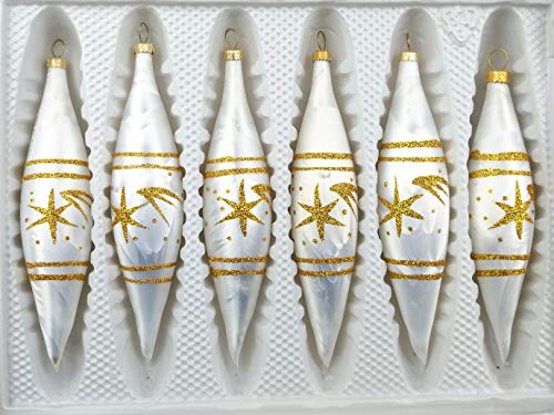 6 TLG. Glas-Zapfen Set in Ice Weiss Gold Komet - Christbaumkugeln - Weihnachtsschmuck-Christbaumschmuck 6 TLG. Glas-Zapfen Set in Ice Weiss Gold Komet - Christbaumkugeln - Weihnachtsschmuck-Christbaumschmuck von Christbaumkugeln-24.de