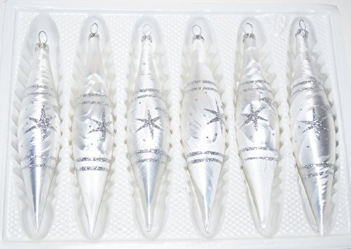 6 tlg. Glas-Zapfen Set in"Ice Weiss Silber" Komet - Christbaumkugeln - Weihnachtsschmuck-Christbaumschmuck 6 tlg. Glas-Zapfen Set in"Ice Weiss Silber" Komet - Christbaumkugeln - Weihnachtsschmuck-Christbaumschmuck von Christbaumkugeln-24.de