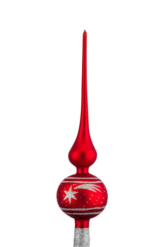 Weihnachtsbaumspitze Groß 35cm in Classic Rot Silber Komet Baumspitze Spitze Tannenbaumspitze Christbaumspitze Weihnachtsbaum Christbaum Tannenbaum Christmas Tree Top von Christbaumkugeln-24.de