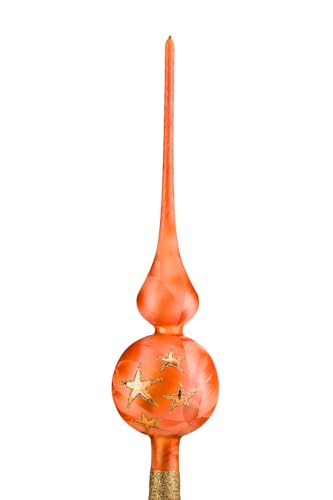 Weihnachtsbaumspitze Groß 35cm in Ice Orange Goldener Stern Baumspitze Spitze Tannenbaumspitze Christbaumspitze Weihnachtsbaum Christbaum Tannenbaum Christmas Tree Top von Christbaumkugeln-24.de