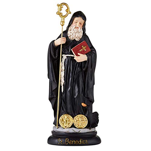 St. Benedikt Statue für Heimdekoration, Regal und Kaminsims, Heilige Figur hält Bibel und Crozier, religiöses Geschenk, 20,3 cm von Christian Brands