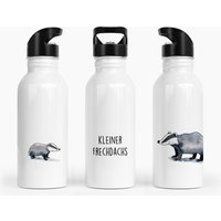 Edelstahl-Trinkflasche Mit Klappbarem Mundstück Und Integriertem Trinkhalm, Personalisierbar Kleiner Frechdachs Edelstahl-Trinkflasche Mit Klappbarem Mundstück Und Integriertem Trinkhalm, Personalisierbar Kleiner Frechdachs von ChristianBobeth