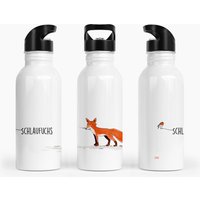 Edelstahl-Trinkflasche Mit Klappbarem Mundstück Und Integriertem Trinkhalm, Personalisierbar Schlaufuchs Edelstahl-Trinkflasche Mit Klappbarem Mundstück Und Integriertem Trinkhalm, Personalisierbar Schlaufuchs von ChristianBobeth