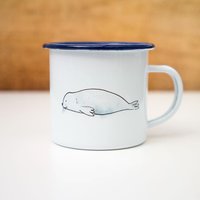 Emaille-Tasse Robbe, Geschenk Tasse Mit Süßer Kindertasse Zum Geburtstag, Personalisierbar von ChristianBobeth