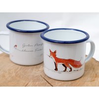 Frühstücks-Emaille-Tasse, Geschenk Tasse Mit Fuchs Und Spruch, Kaffeetasse, Geschenk, Kindertasse Zum Geburtstag von ChristianBobeth