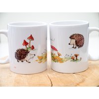 Frühstückstasse Mit Igeln Und Pilzen, Tasse Personalisierbar, Weihnachtsgeschenk von ChristianBobeth