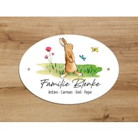Türschild Mit Name Und Hase - Für Kinderzimmer Haustüren Personalisierbar von ChristianBobeth