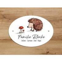 Türschild Mit Name Und Igel - Für Kinderzimmer Haustüren Personalisierbar von ChristianBobeth