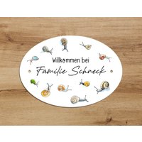Türschild Mit Name Und Schnecken - Für Kinderzimmer Haustüren Personalisierbar von ChristianBobeth