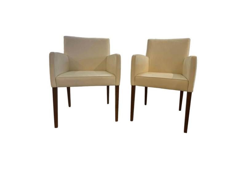 Christine Kröncke Essgruppe 2er-Stuhl-Set Dinner Leder Comfort Offwhite Weiß von Christine Kröncke
