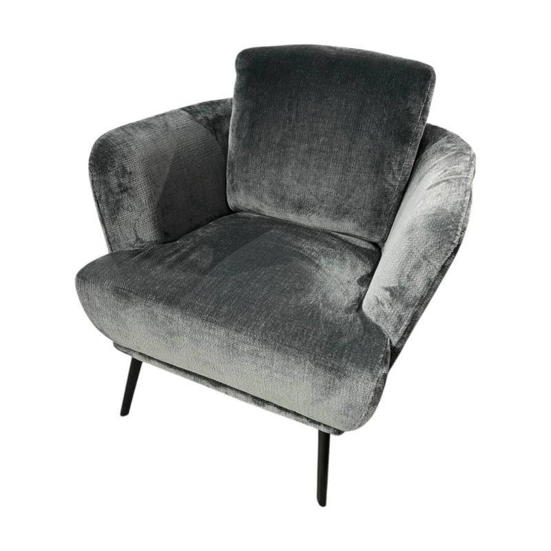 Sessel Nona Stoff Cozy CK2773 Algue 032 Grau Metallfuß Schwarz Pulverbeschichtet von Christine Kröncke