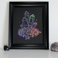 Rosy Gems | Handgemachter Kristall Kunstdruck Wandkunst Wanddekoration Folienkunstdruck Wohndekor Druck von ChristineKonefallArt