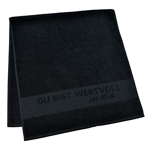 Christliche Geschenkideen Frottee-Handtuch 100% Baumwolle mit gewebter Bordüre Du bist wertvoll 50x100cm (schwarz) von Christliche Geschenkideen