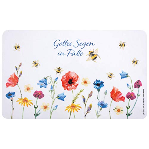 Frühstücksbrettchen "Gottes Segen in Fülle" mit bunten Blumen Vintage Frühstücksbrett von Christliche Geschenkideen