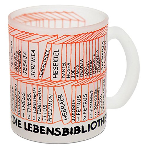 Christliche Geschenkideen °° Glastasse Die Lebens-Bibliothek - Bücher der Bibel von Christliche Geschenkideen