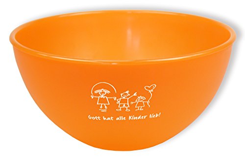 Christliche Geschenkideen °° Müslischale mit Aufdruck Gott hat alle Kinder lieb (orange) von Christliche Geschenkideen