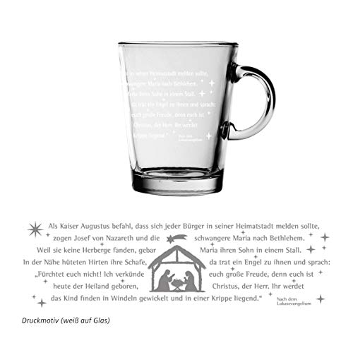Christliche Geschenkideen Teeglas mit Weihnachtsgeschichte/Glastasse mit Henkel/Weihnachten von Christliche Geschenkideen