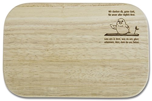 °° Frühstücksbrettchen Vögelchen mit Kinder-Gebet "Wir danken dir, guter Gott" von Christliche Geschenkideen