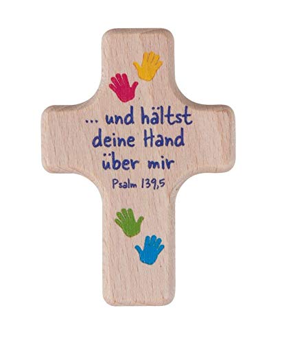 Handschmeichler Holz 6cm / Holzkreuz Kreuz hälst Deine Hand über Mir/mit Geschenkkarte von Christliche Geschenkideen