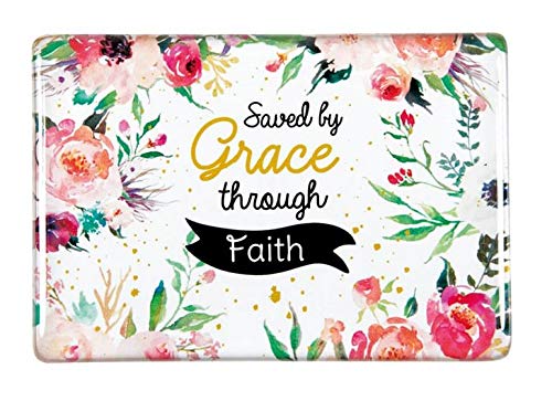 Magnet"Saved by Grace through Faith" im Vintage Blumen Muster mit goldenen Details von Christliche Geschenkideen