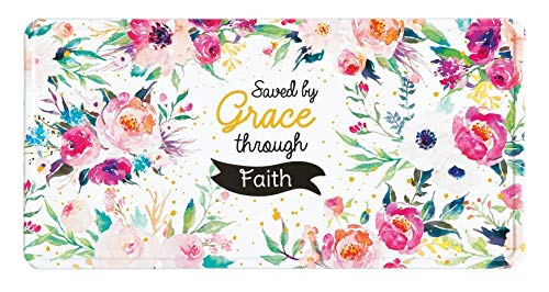 Metallschild"Saved by Grace through Faith" im Vintage Blumen Muster/Blechschild von Christliche Geschenkideen