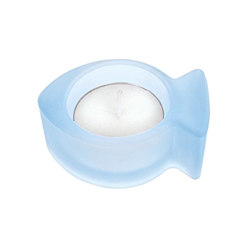 Teelichthalter HELLBLAU in Fischform als kleines Geschenk von Christliche Geschenkideen