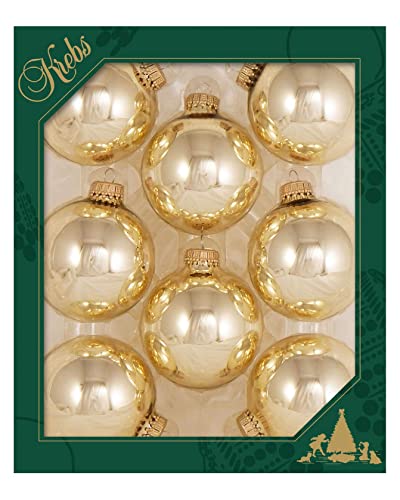 Christmas by Krebs Made in USA Designer Nahtlose Christbaumkugeln aus Glas Traditionell 2 5/8" (67mm) Tiffany Gold von Krebs Glas Lauscha
