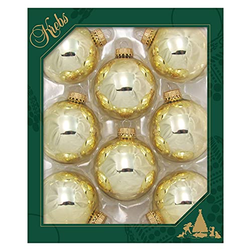 Christmas by Krebs Made in USA Designer Nahtlose Christbaumkugeln aus Glas Traditionell 2 5/8" (67mm) Tiffany Gold von Krebs Glas Lauscha