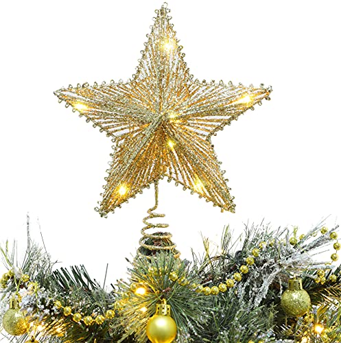 10 "Gold Springy Star mit warmen weißen Led Lights - Weihnachtsbaum Top Star/Weihnachtsdekoration von Christmas Concepts