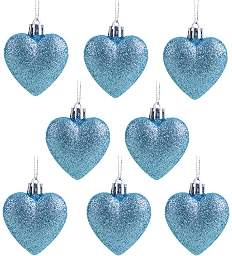 Christmas Concepts® 8 x 60mm Ice Blue Glitter Herz formte Weihnachtsbaum-Flitter von Christmas Concepts