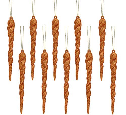 Christmas Concepts® 12cm Glitzereiszapfen-Dekorationen - Luxus-Christbaumschmuck (Kupfer, Packung mit 10) von Christmas Concepts