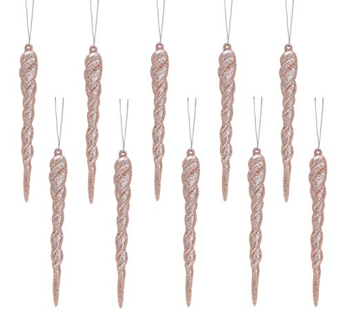 Christmas Concepts® 12cm Glitzereiszapfen-Dekorationen - Luxus-Christbaumschmuck (Rose Gold, Packung mit 10) von Christmas Concepts