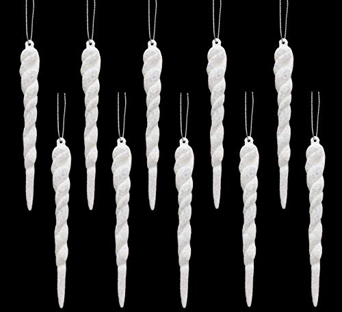 Christmas Concepts® 12cm Glitzereiszapfen-Dekorationen - Luxus-Christbaumschmuck (Weiß, Packung mit 10) von Christmas Concepts