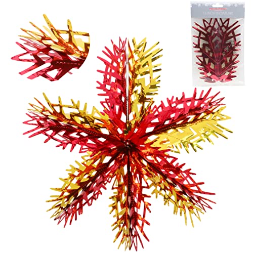 Christmas Concepts® 16 Zoll (1,3 Fuß) große Folie 3D Schneeflocke hängende Dekoration – Weihnachtsbesatz (Rot & Gold) von Christmas Concepts