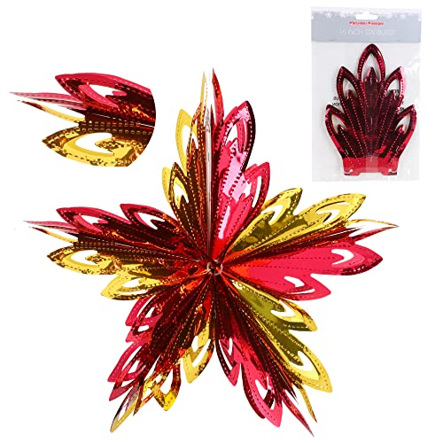 Christmas Concepts® 16 Zoll (1,3 Fuß) große Folie 3D-Stern hängende Dekoration – Weihnachtsbesatz (Rot & Gold) von Christmas Concepts