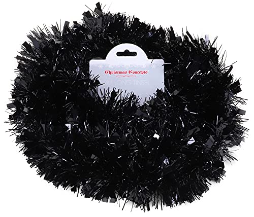 Christmas Concepts® 2 Meter Chunky/Fine Christmas Lametta - Weihnachtsdekoration Lametta (Schwarz) von Christmas Concepts